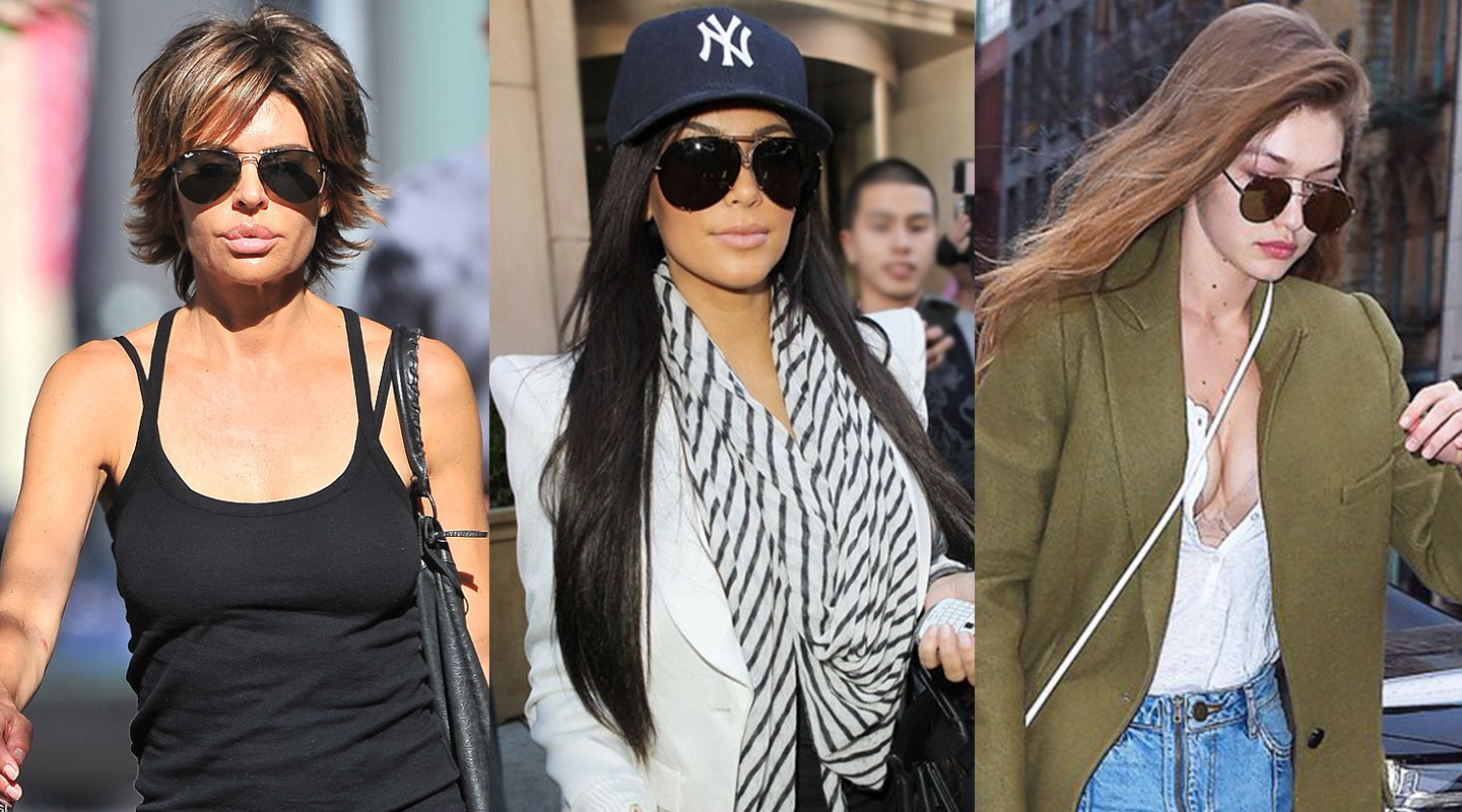 Lisa Rinna, Kim Kardashian, and Gigi Hadid wearing new aviator sunglasses