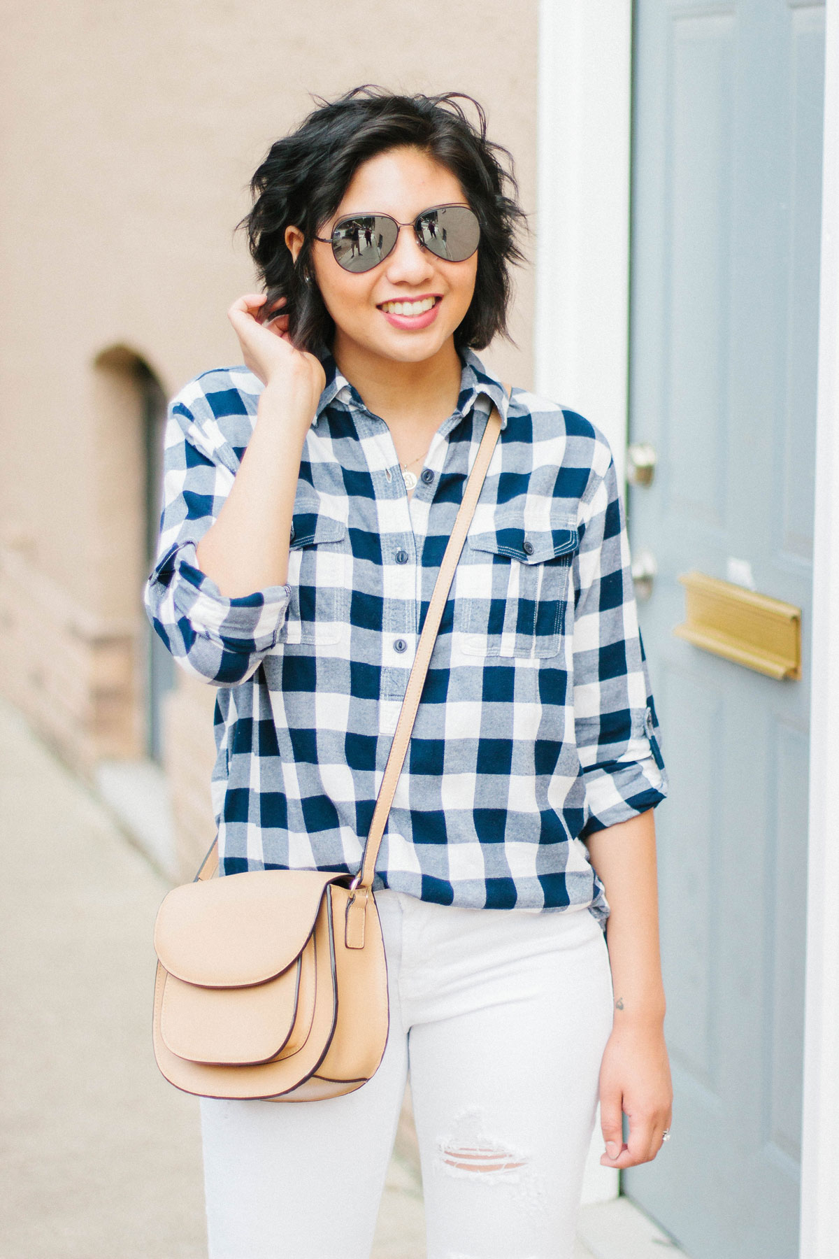 buffalo plaid and aviators