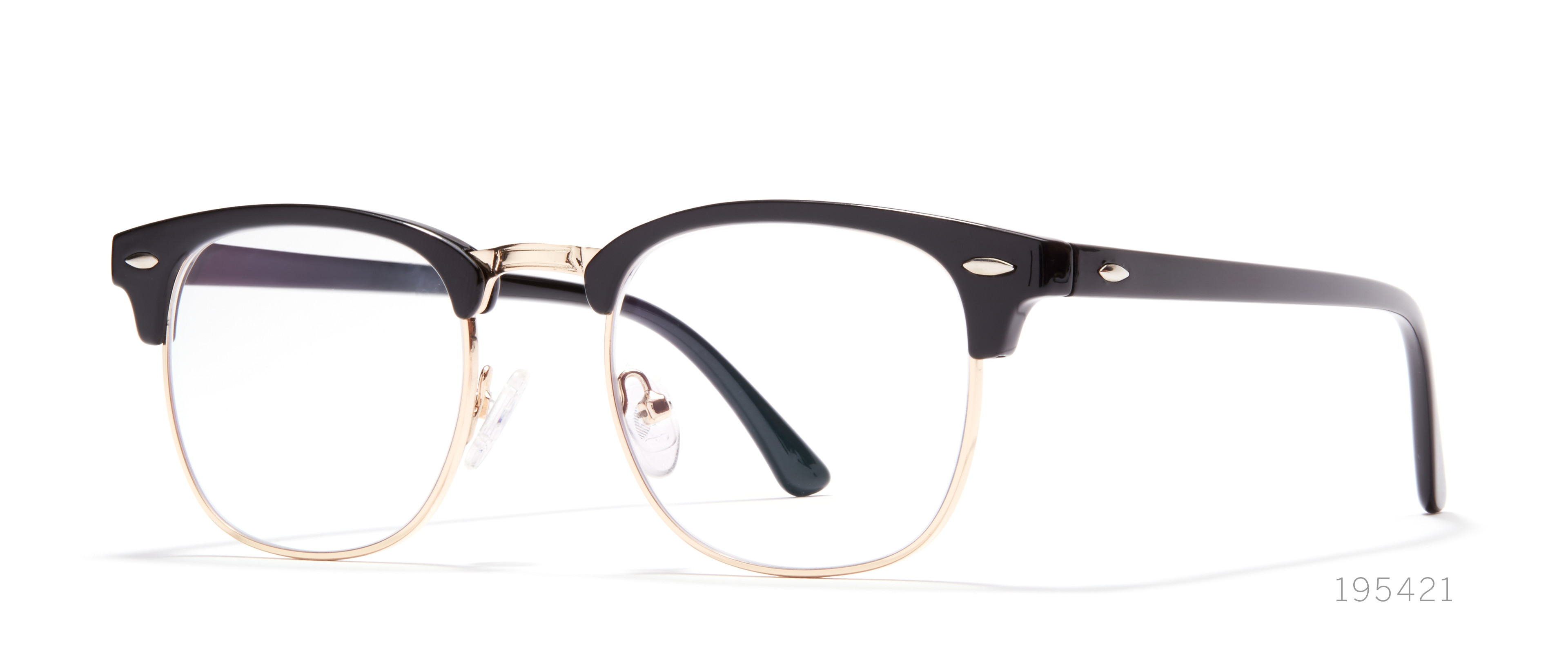 browline black eyeglasses