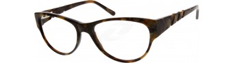 Brown tortoiseshell eyeglasses with a sleek, modern design.