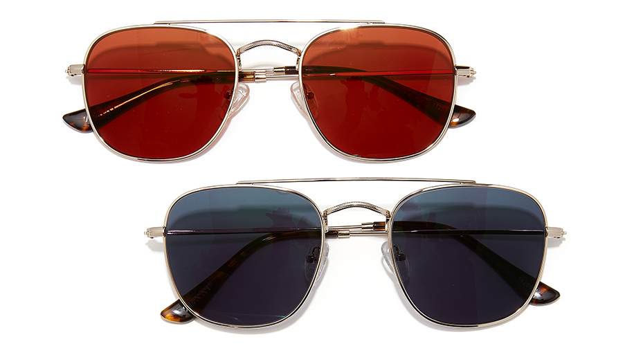 Two pairs of aviator sunglasses.