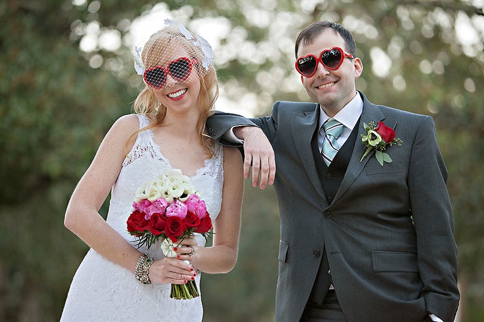 bride and groom sunglasses