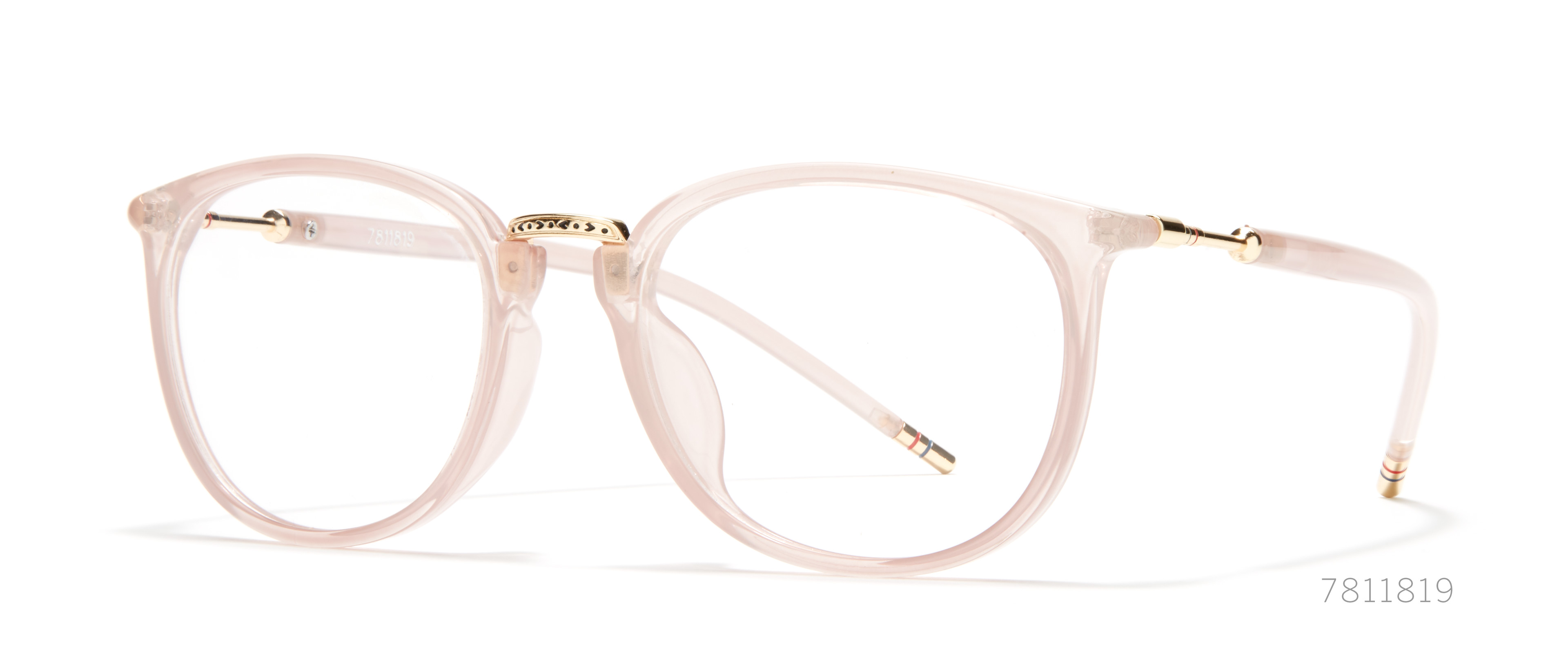 Pink translucent eyeglasses with gold detailing, code 7811819.