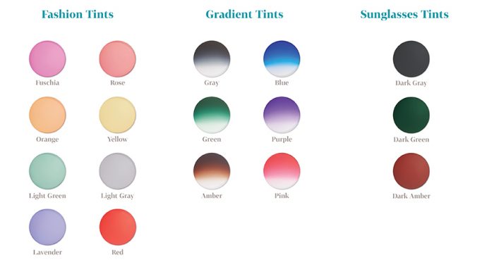 Eyeglass Tint Chart