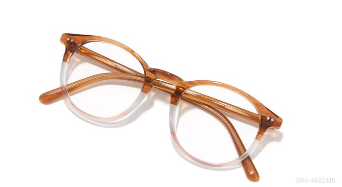 Transparent brown eyeglasses with round frames. SKU 4422415 embossed on the bottom right corner.