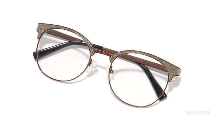 Round eyeglasses with brown and gold frame, SKU 3218715.