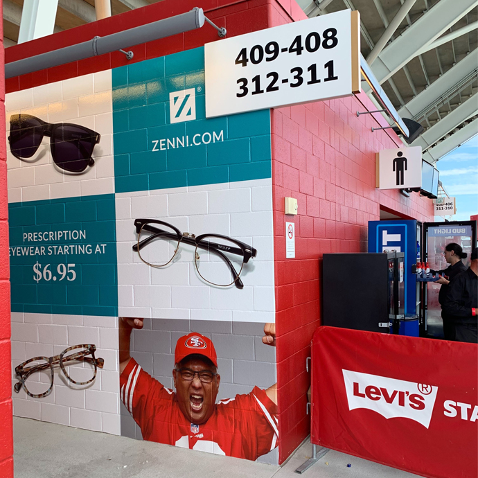Zenni.com advertisement for prescription eyewear starting at $6.95, featuring various styles of glasses.