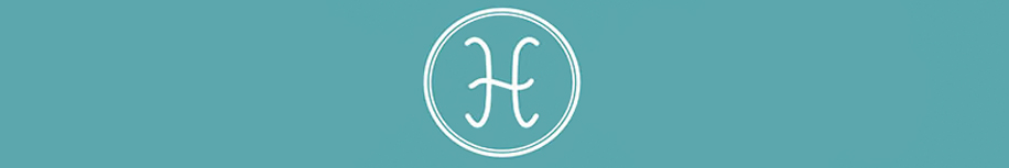 White Pisces zodiac symbol in a white circle on a teal background.