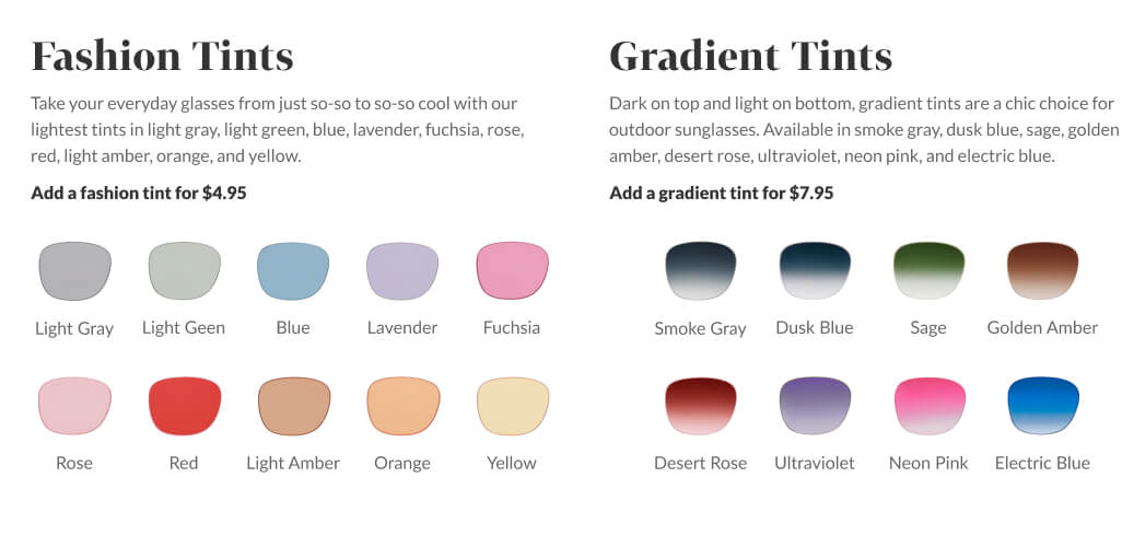 Fashion and gradient tints