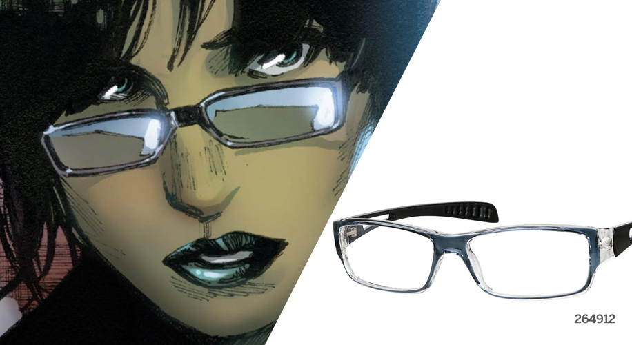 Rectangular, black-frame eyeglasses with product code 264912.