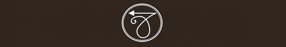 White stylized number 7 with an arrow inside a circle on a dark brown background.