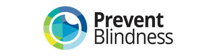 Prevent Blindness logo with circular multi-color design.
