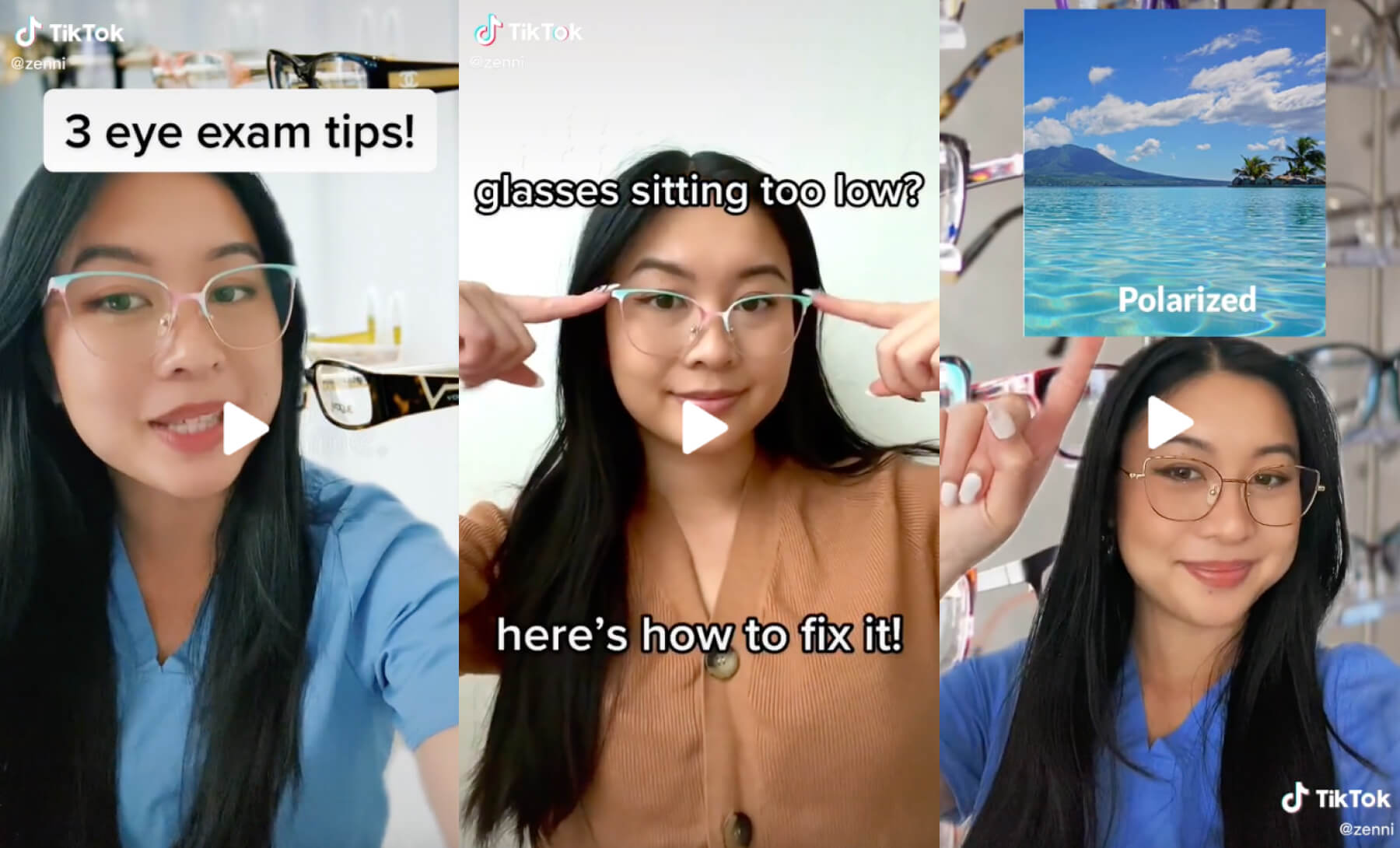 3 eye exam tips! glasses sitting too low? here’s how to fix it! Polarized. @zenni TikTok videos.