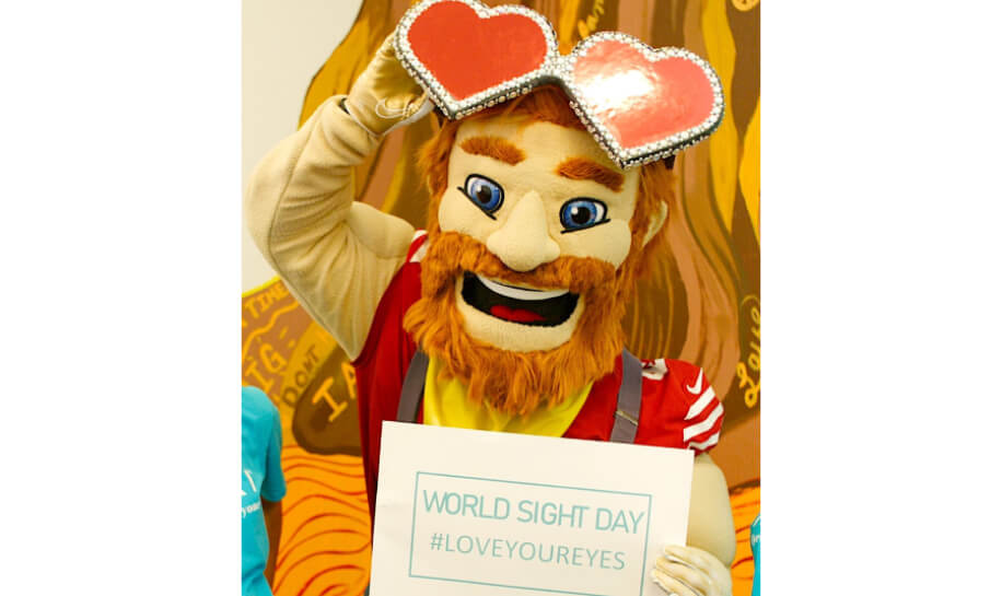 49ers mascot Sourdough Sam shares his #LoveYourEyes message.