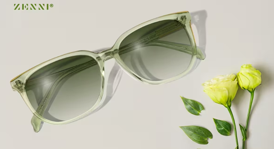 Zenni transparent green sunglasses with gradient lenses.