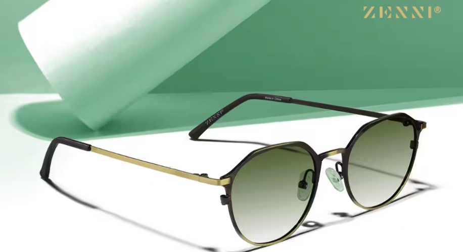 Zenni black and gold gradient sunglasses with round lenses.