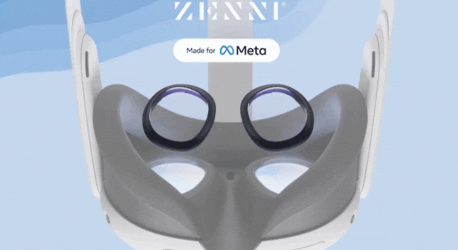 ZENNI Made for Meta prescription lens inserts for VR headset.