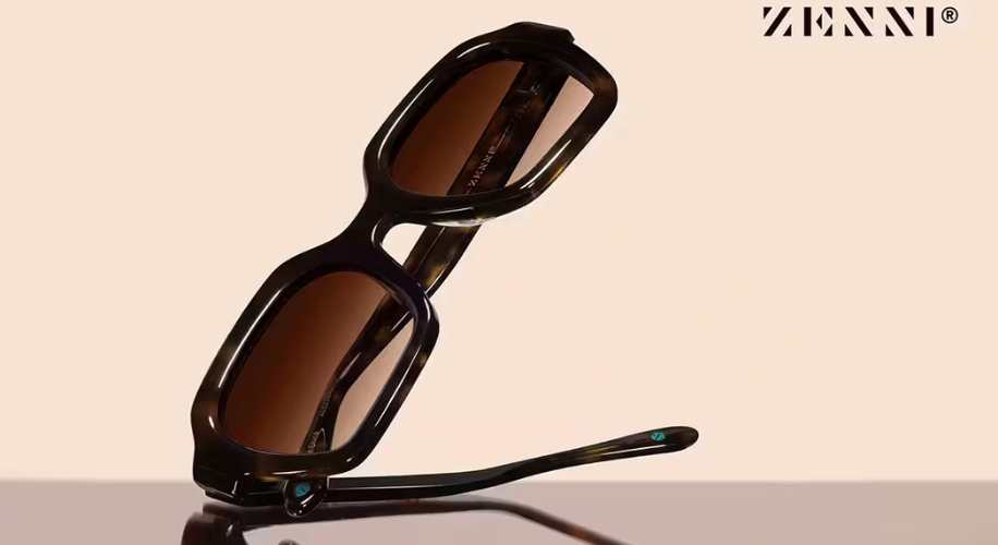 Zenni brown-framed sunglasses with rectangular lenses.
