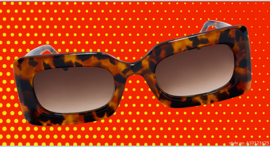 Tortoiseshell square sunglasses with gradient lenses. Style no. A10121625.