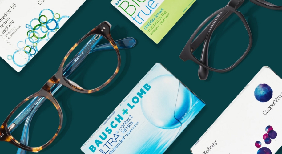 Tortoiseshell glasses, black glasses, Bausch + Lomb contact lenses, Biofinity contact lenses, Biotrue contact lenses.