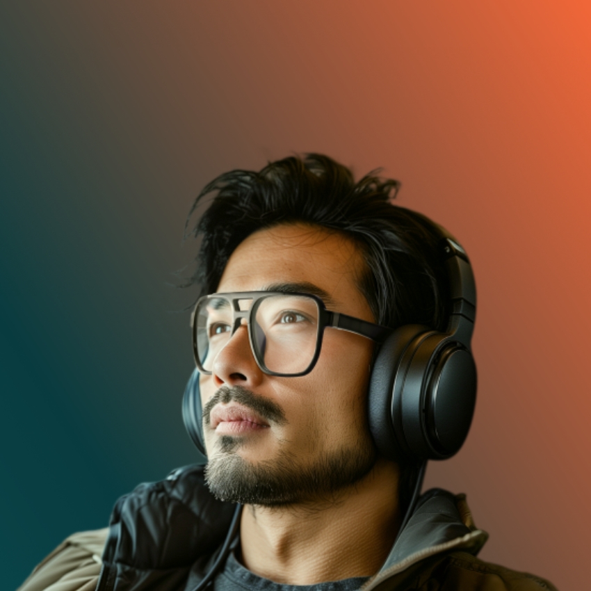Over-ear black wireless headphones.