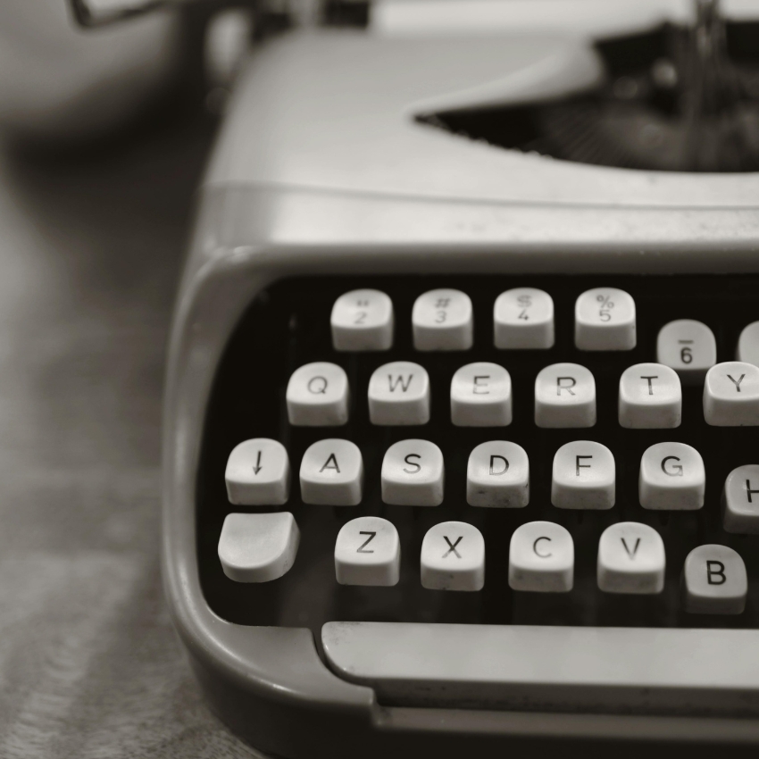 Close-up of vintage typewriter keys.