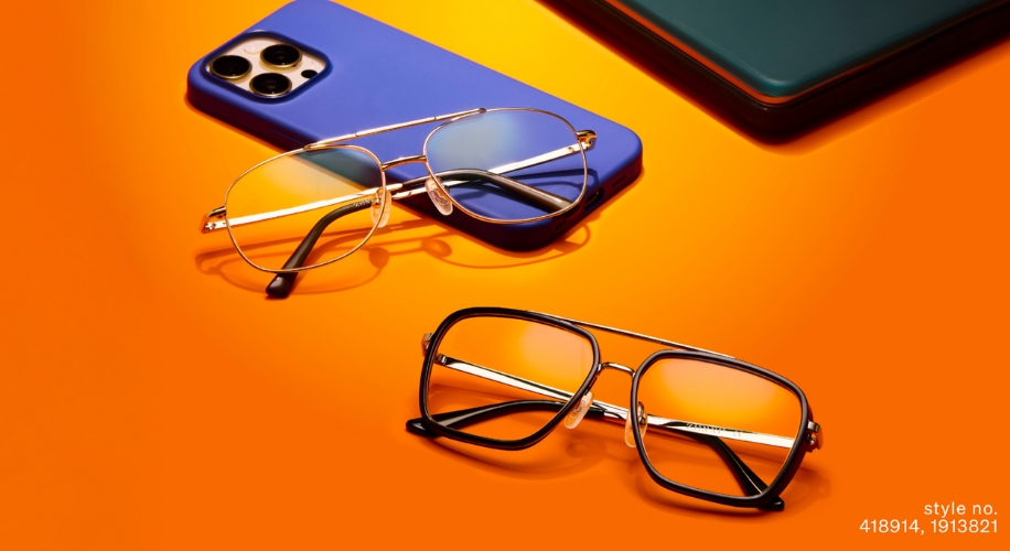 Two pairs of glasses with colored lenses, style no. 418914, 1913821.