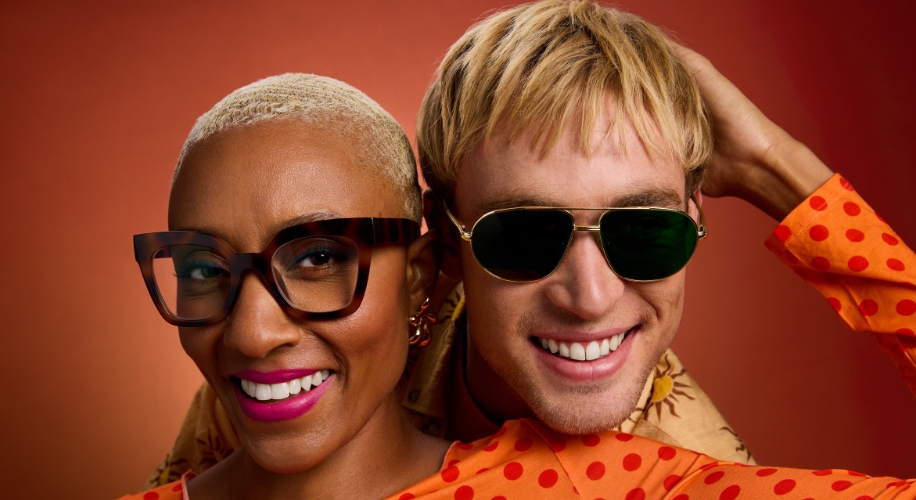 Image features Tortoiseshell Cat-Eye Glasses (left) and Gold Aviator Glasses (right)
