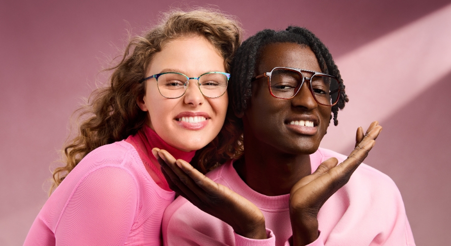 Image features Multicolor Browline Glasses (left) and Brown Aviator Glasses (right)